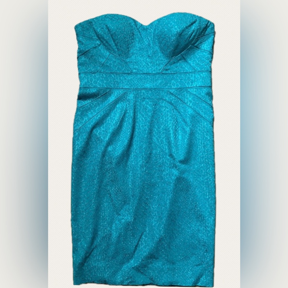 Zac Posen Teal Strapless Cocktail Dress